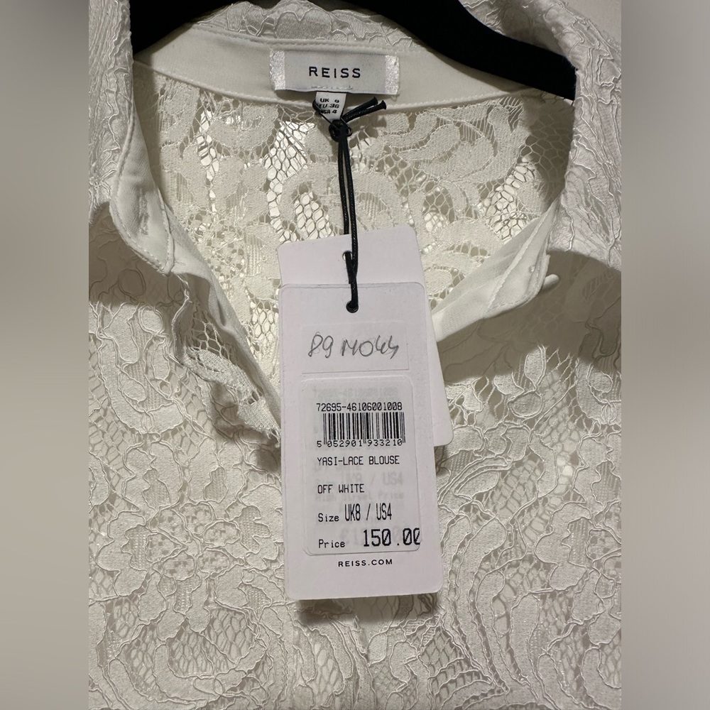 NWT REISS Yasi Lace Blouse Off White US Size 4 - Picture 2 of 8
